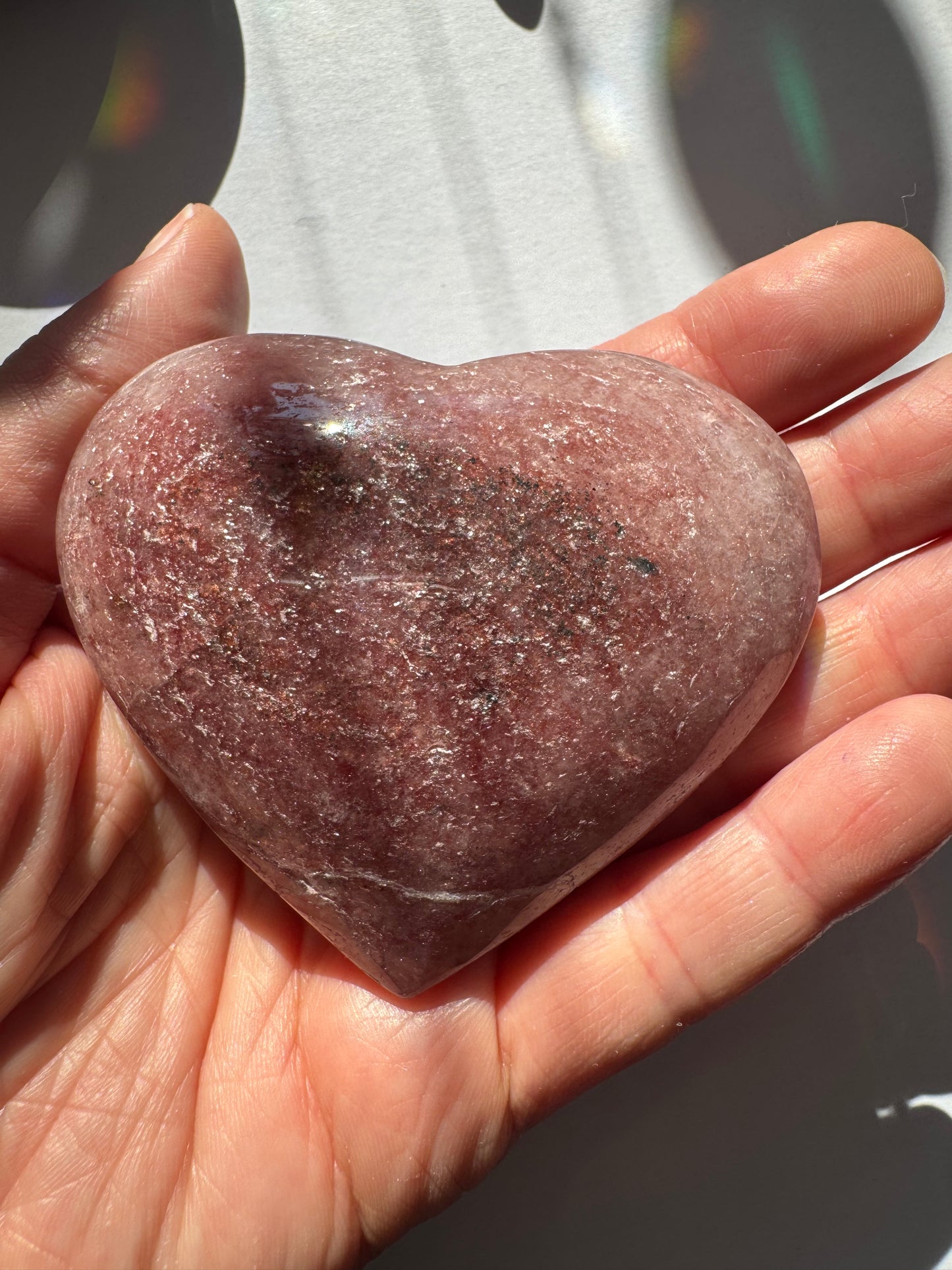 Strawberry Quartz Sparkly Brazilian Heart! 114 g - Moon Room Shop and Wellness