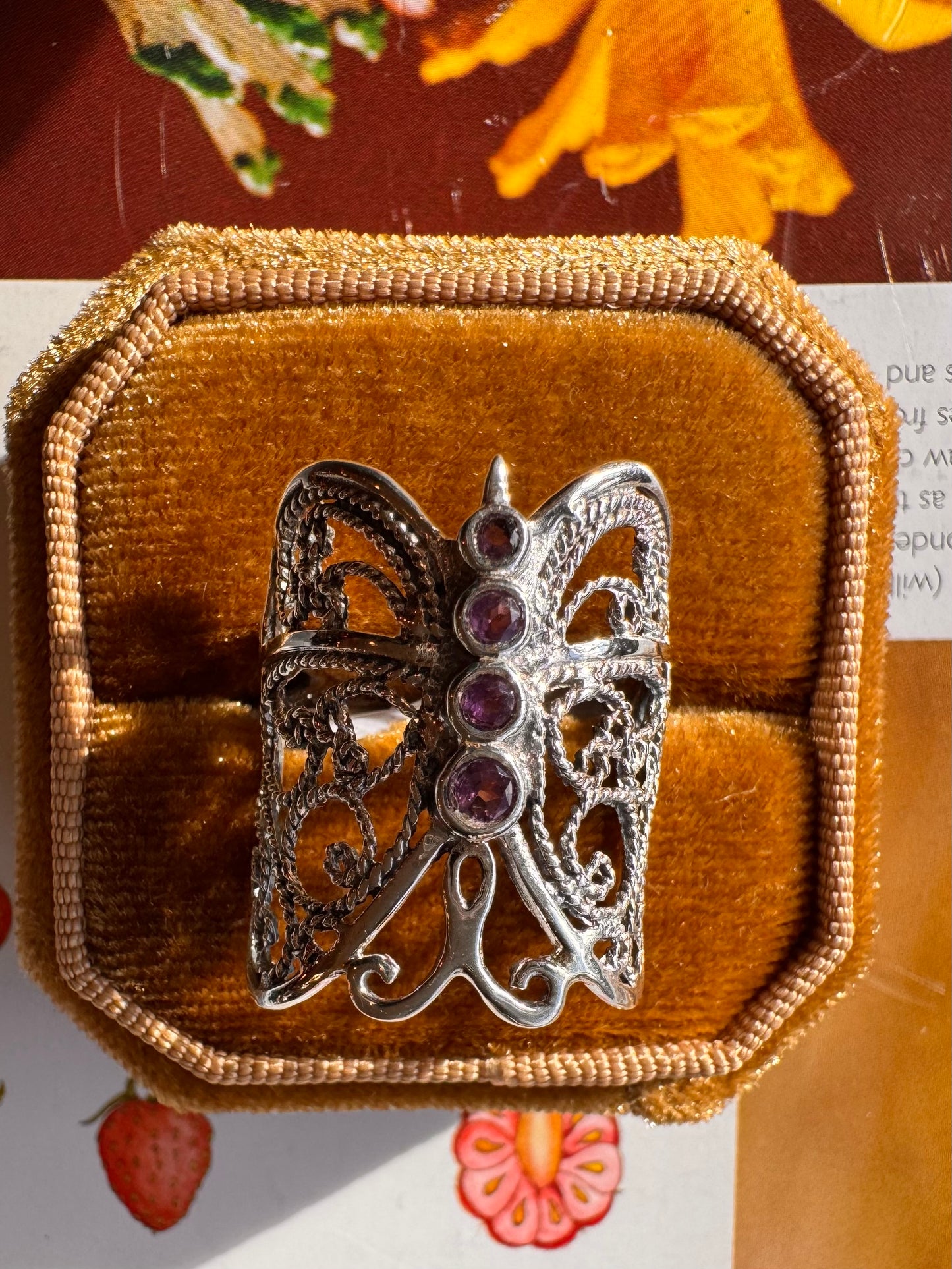 Amethyst Butterfly Sterling Silver Ring Size 6 - Moon Room Shop and Wellness