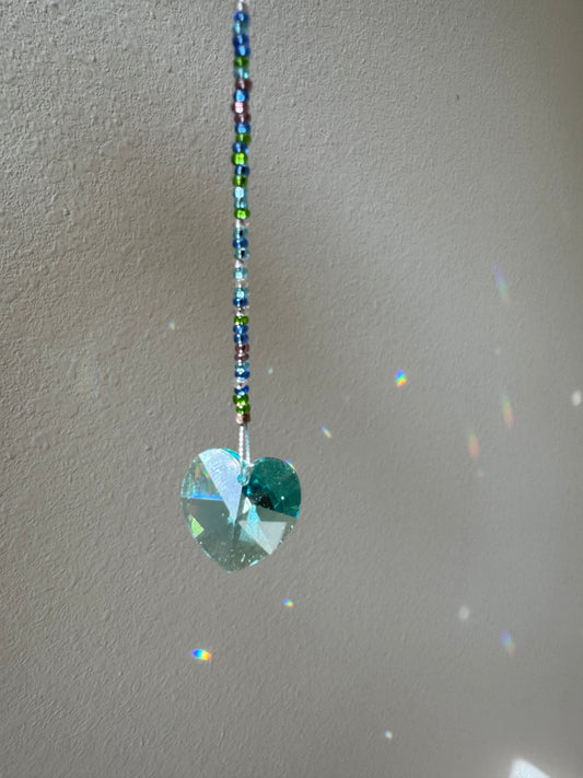 Magical Laurainbo "Heart" Crystal / Prism w/ Crystal Beads 20mm #1 - Moon Room Shop and Wellness