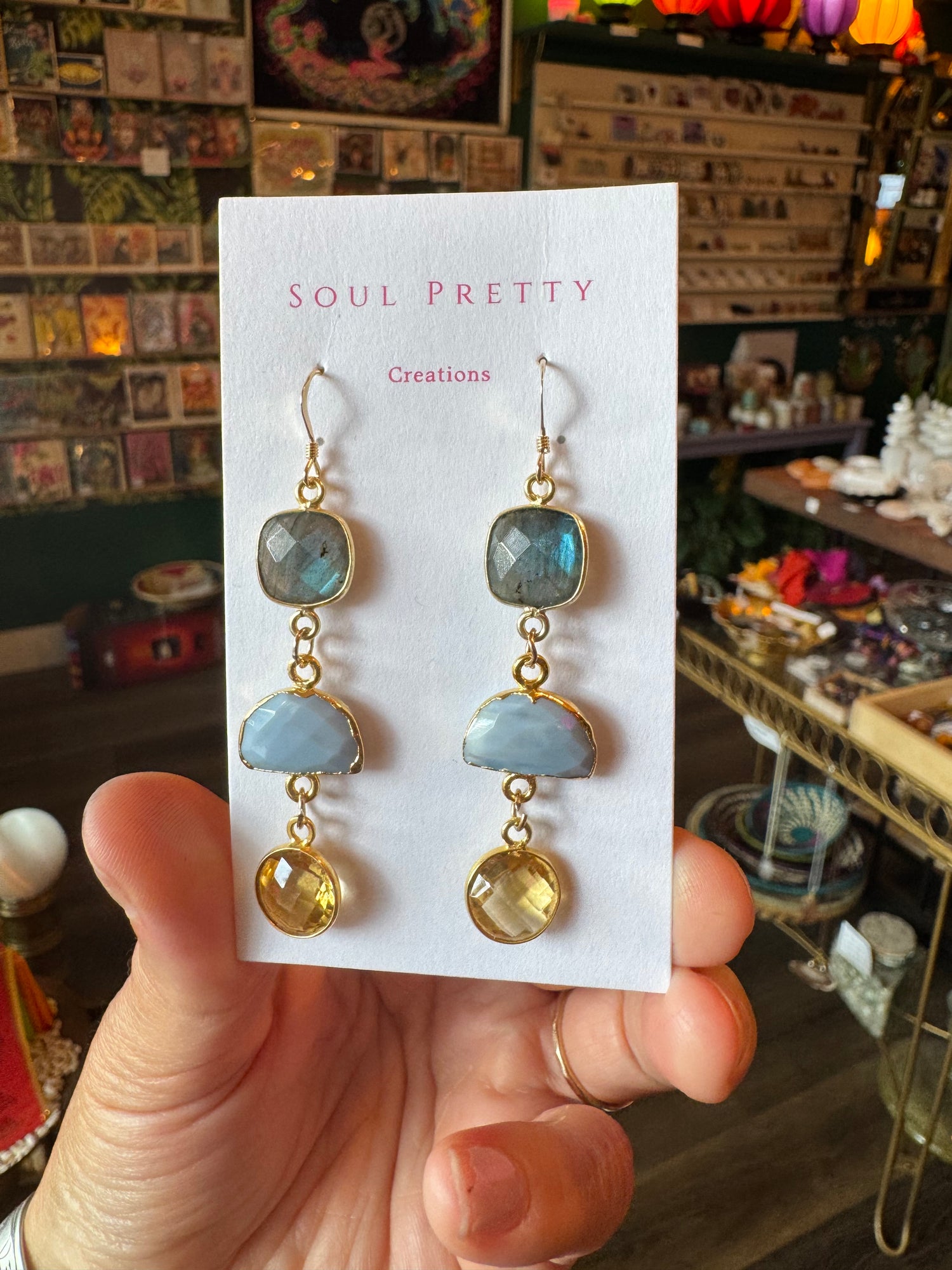 Soul Pretty-Citrine + Blue Opal + Labradorite Gold Fill Earrings - Moon Room Shop and Wellness