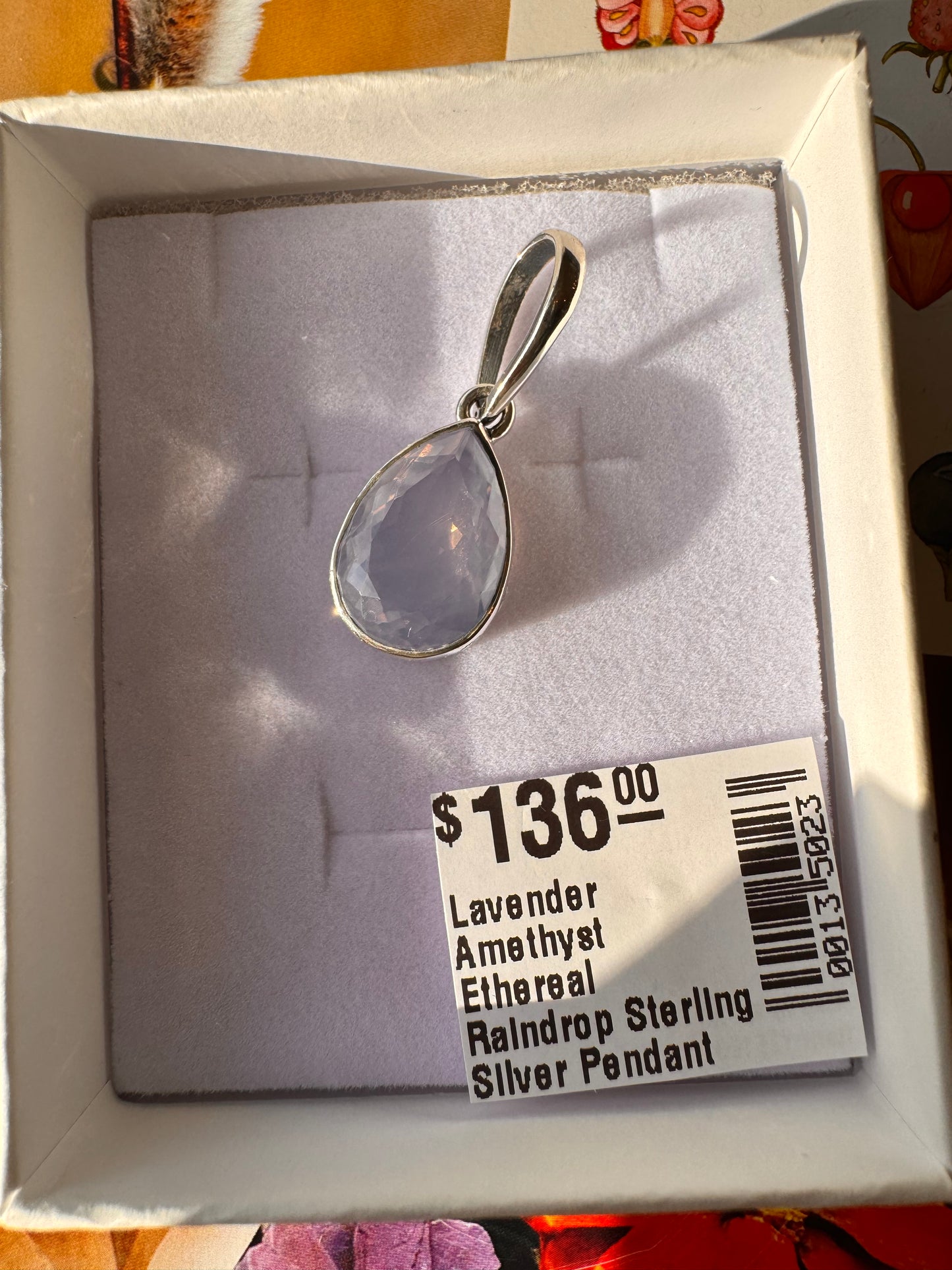 Lavender Amethyst Ethereal Raindrop Sterling Silver Pendant - Moon Room Shop and Wellness