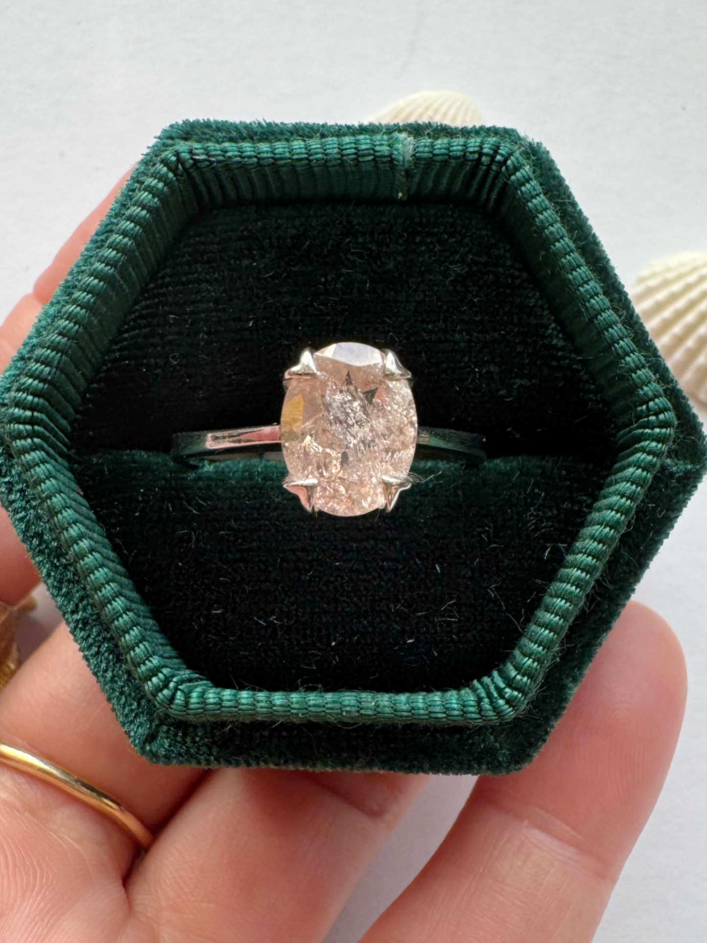Morganite Sterling Silver Ring Size 8 - Moon Room Shop and Wellness