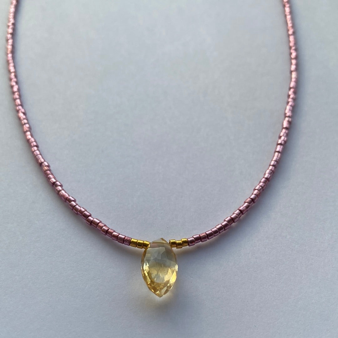 Citrine + Seed Bead Handmade Choker Necklace - Moon Room Shop and Wellness