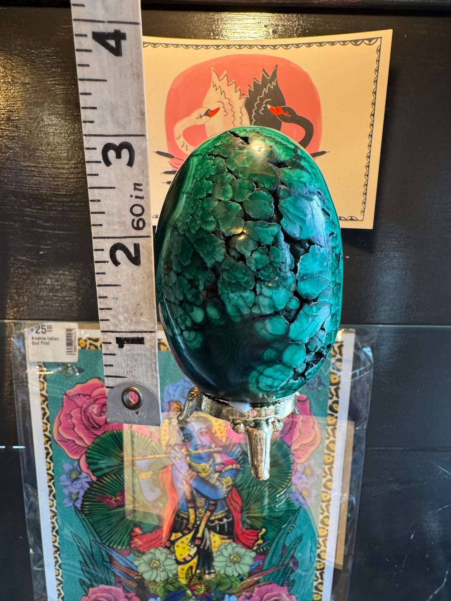 Malachite Egg with Stand 1.2 lb Congo Beauty - Moon Room Shop and Wellness