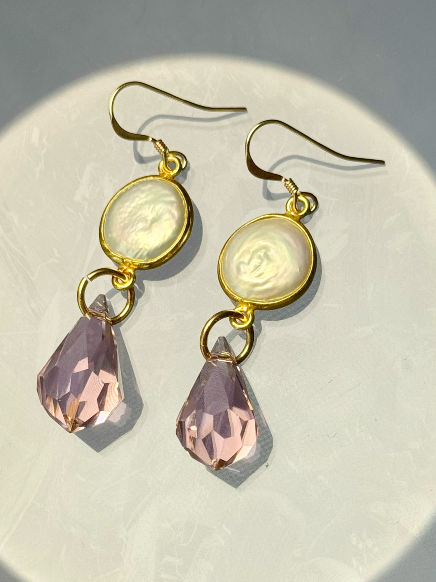Pearl + Pink Prism Point Gold Fill Earrings - Moon Room Shop and Wellness