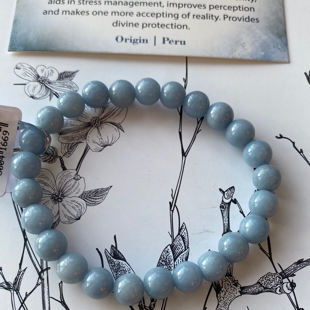 Angelite 8mm Stretch Bracelet - Moon Room Shop and Wellness
