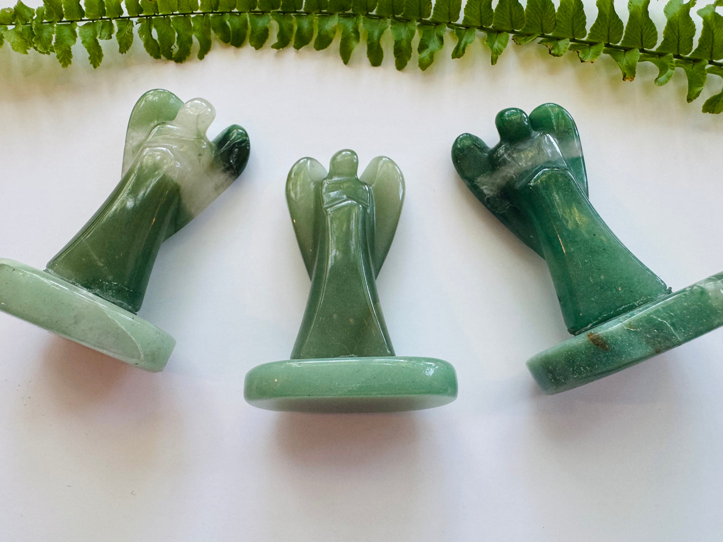 Green Aventurine + Quartz Angel w Base - Brazil - 2-2.5 inch - Moon Room Shop and Wellness
