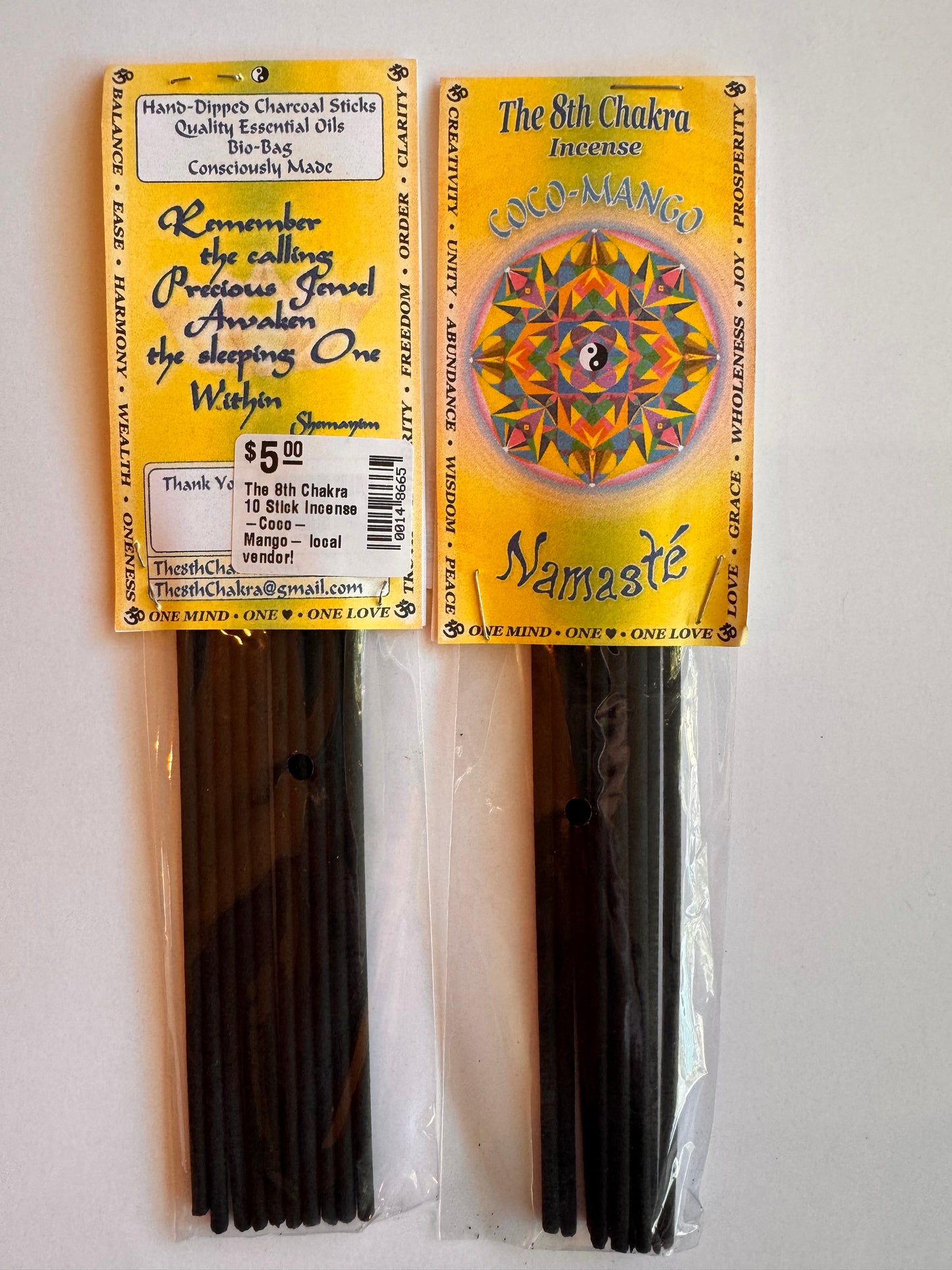 The 8th Chakra 10 Stick Incense -Coco- Mango- local vendor!