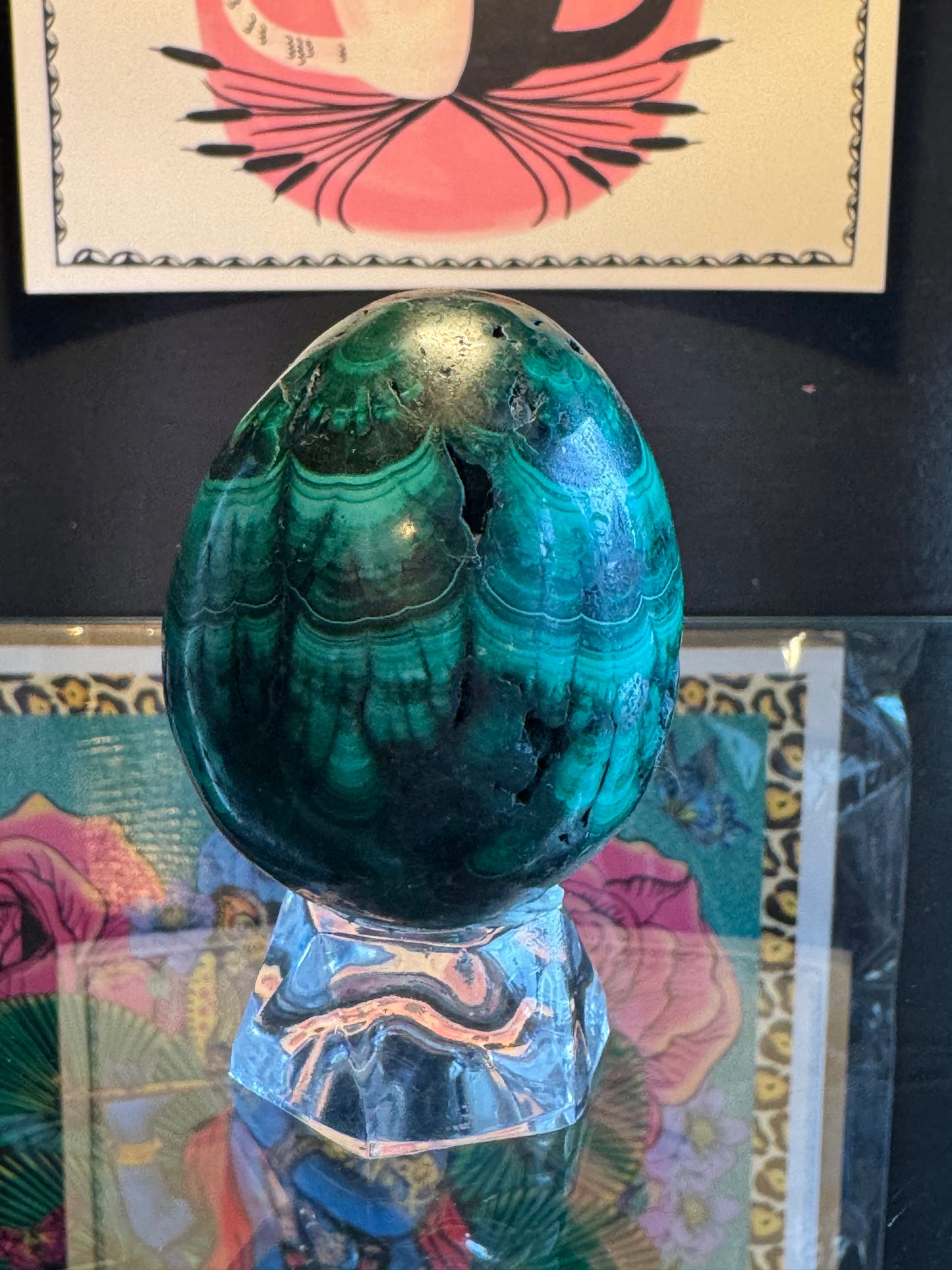 Malachite Egg with Stand 190 g Congo Beauty - Moon Room Shop and Wellness