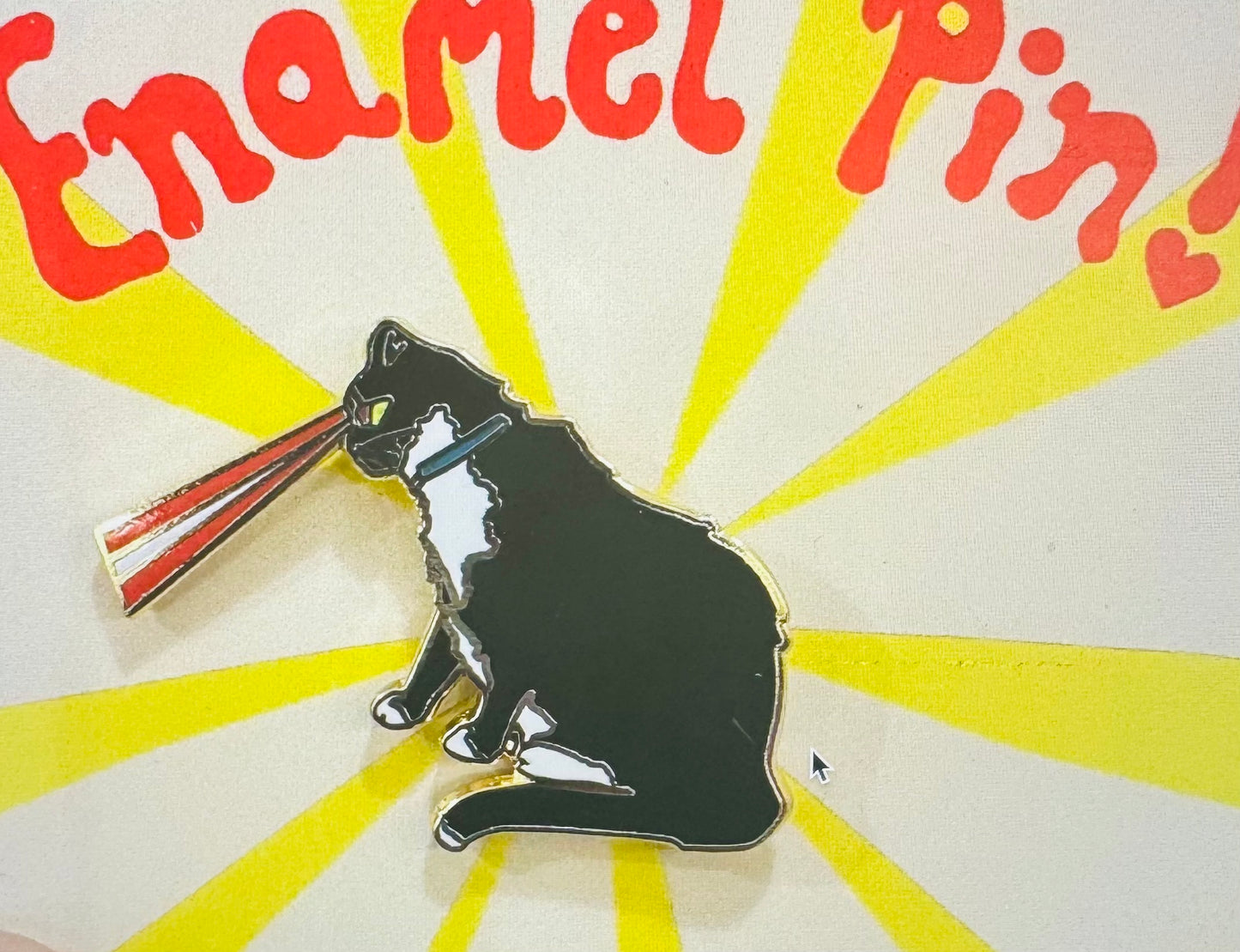 Laser Cat Enamel Pin - Moon Room Shop and Wellness