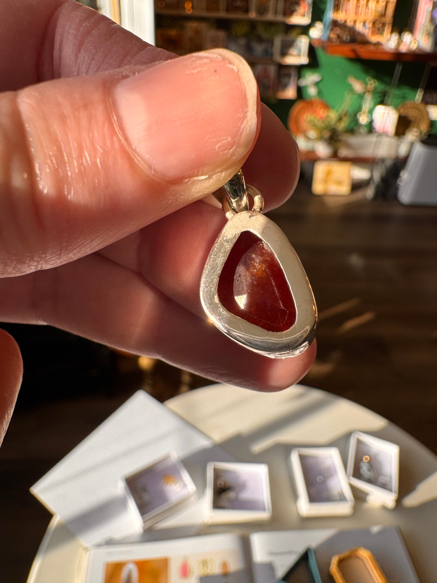 Carnelian Sterling Silver Pendant w Chain - Moon Room Shop and Wellness