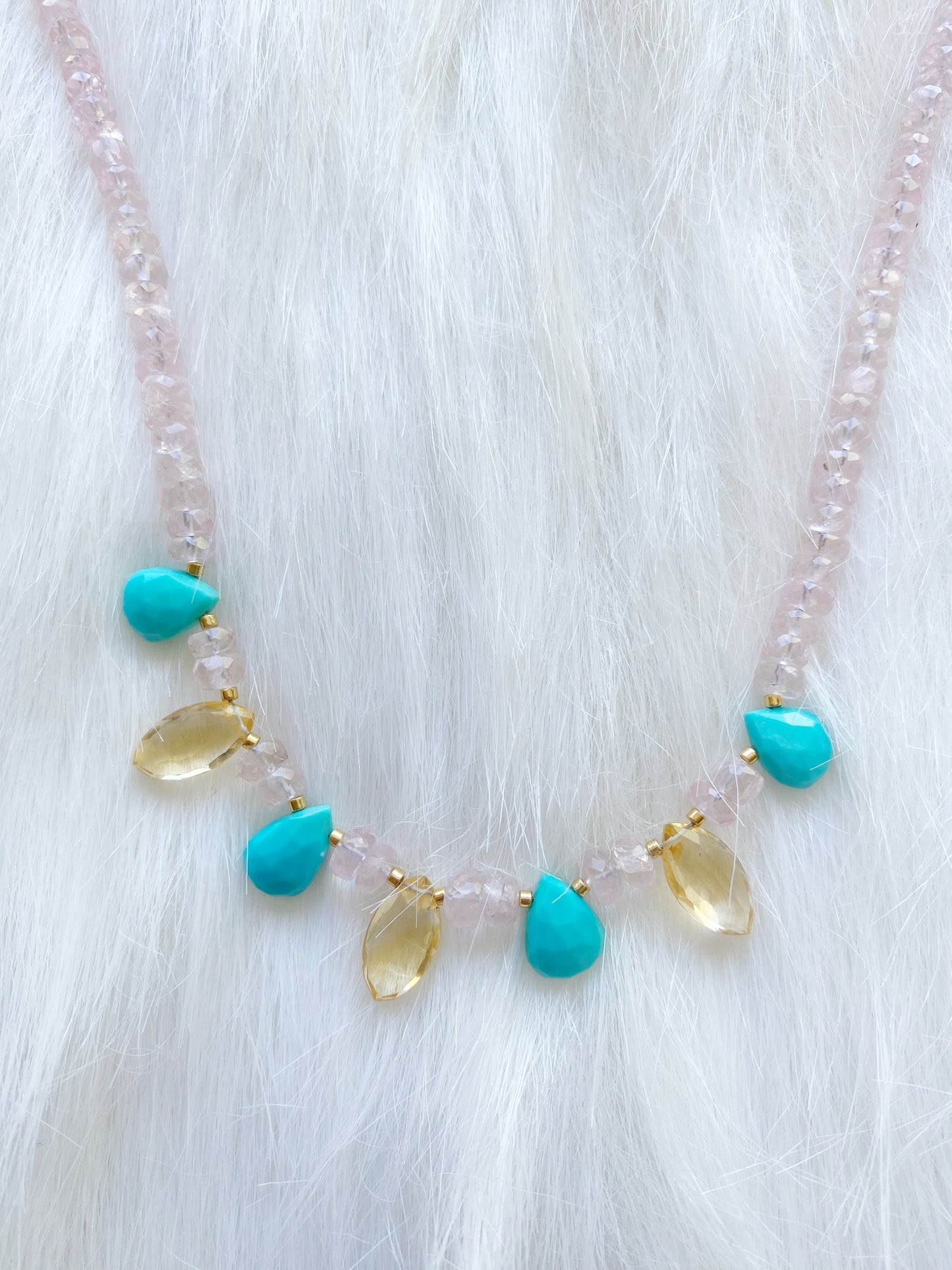 Morganite + Citrine + Turquoise One of a Kind Necklace. - Moon Room Shop and Wellness