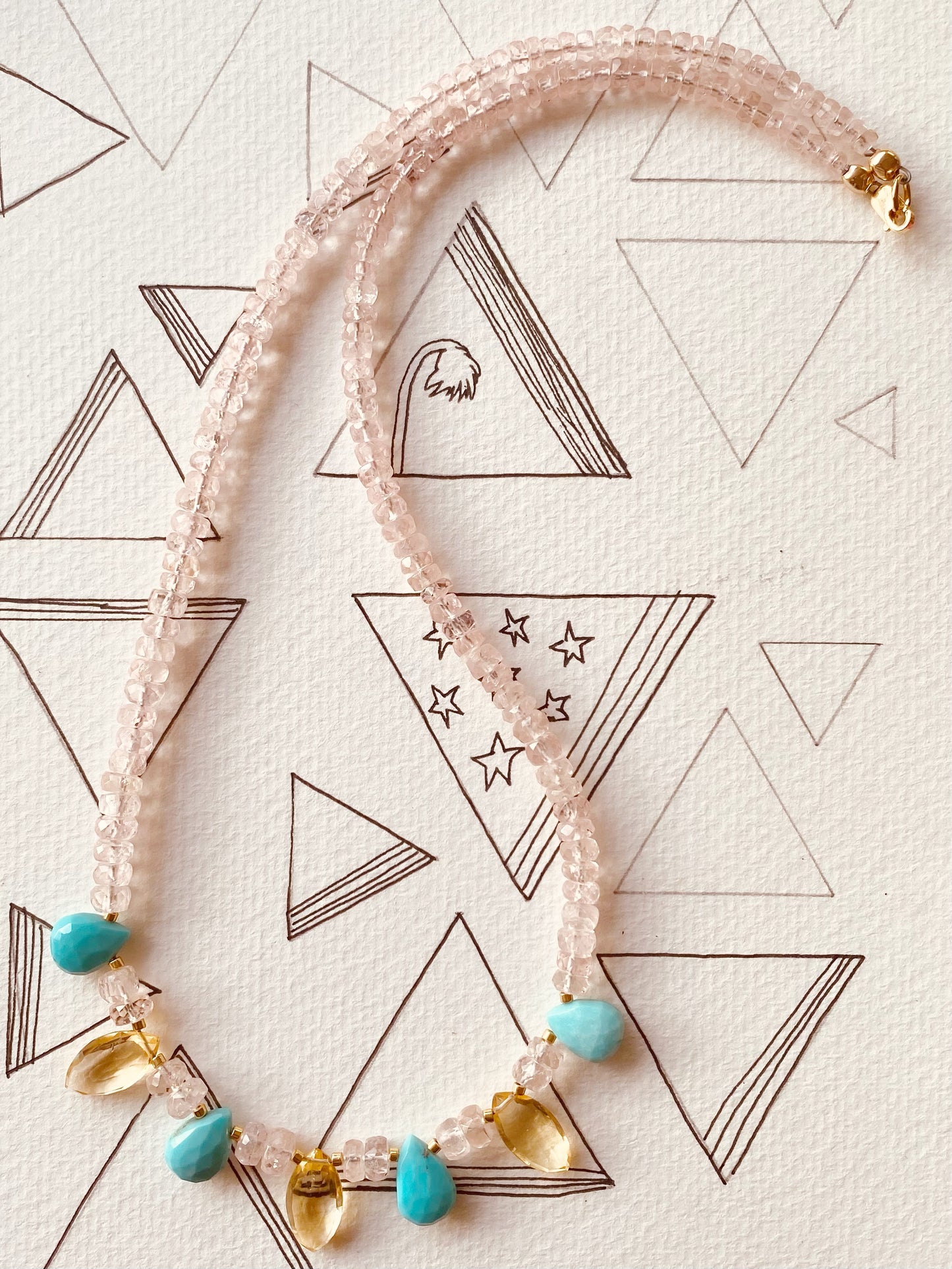 Morganite + Citrine + Turquoise One of a Kind Necklace. - Moon Room Shop and Wellness