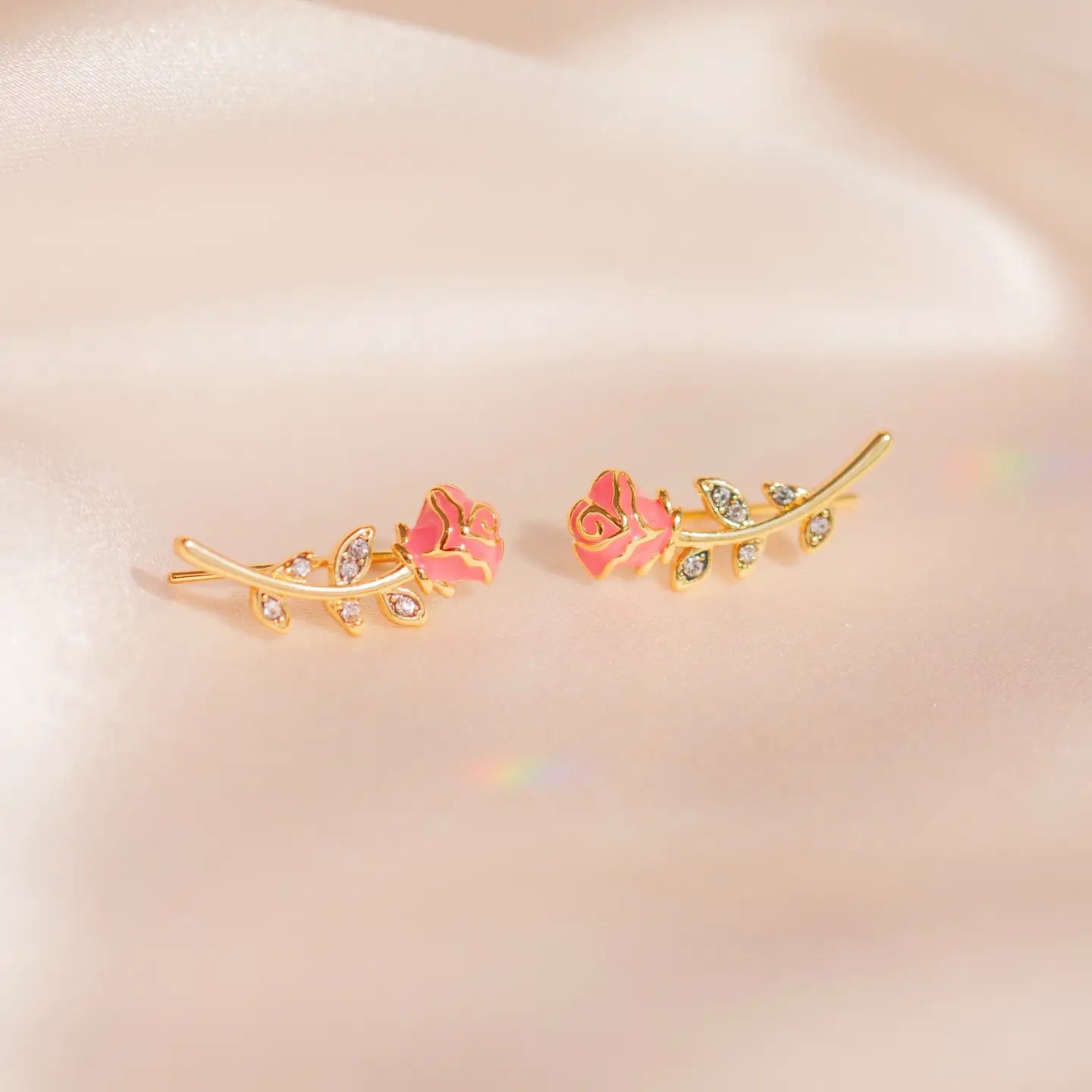 Rose Earrings - Climber / Crawler Style - Moon Room Shop and Wellness