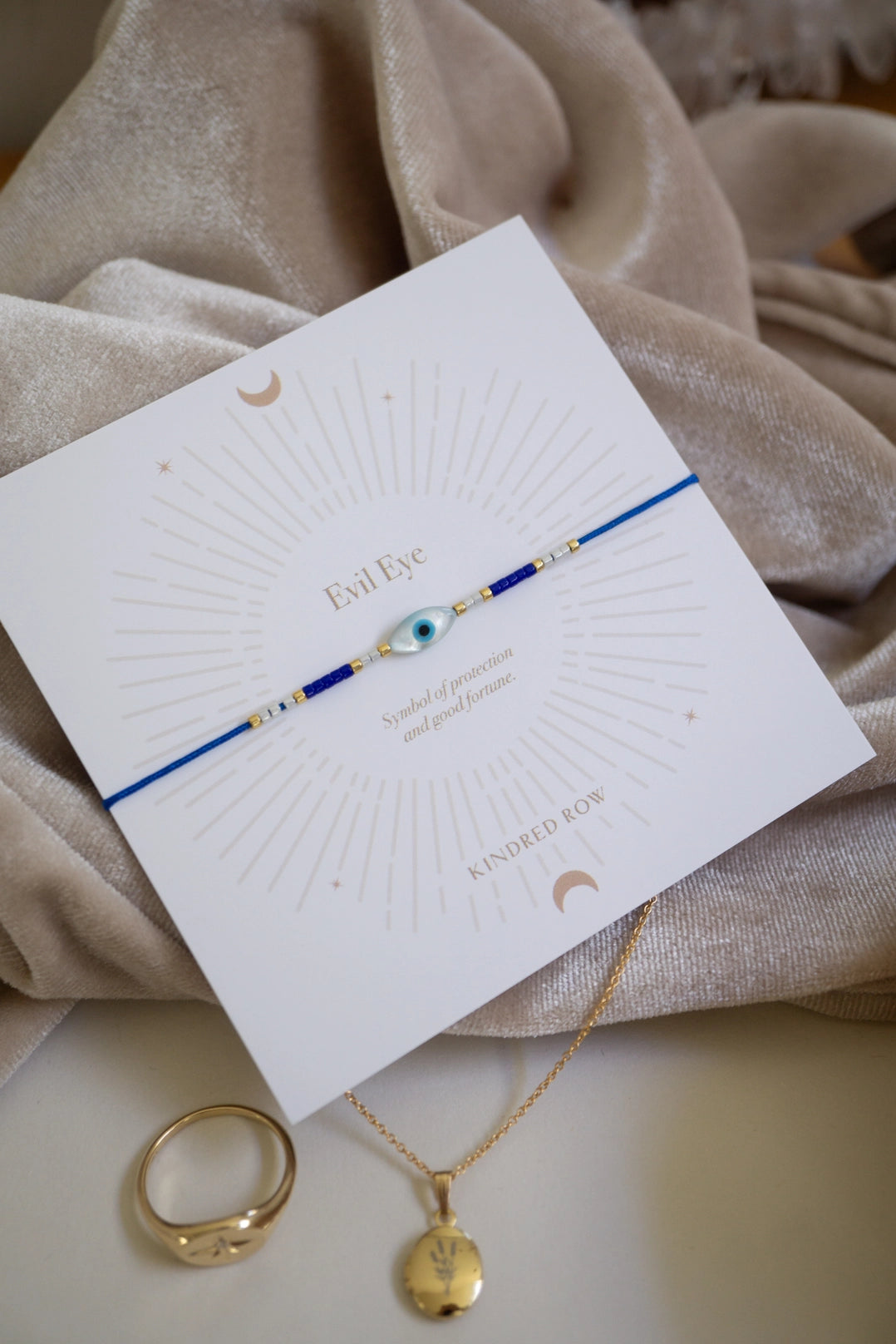 Evil Eye Cord Bracelet, Blue - Moon Room Shop and Wellness