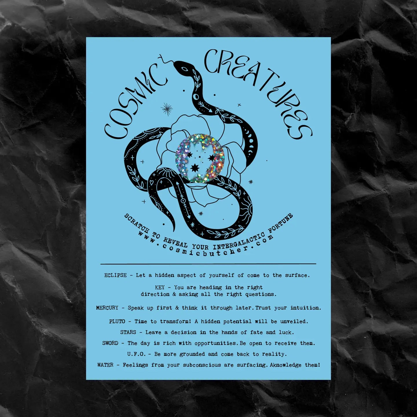 Scratch Off Fortune Card "Cosmic Creatures" Snake - Moon Room Shop and Wellness