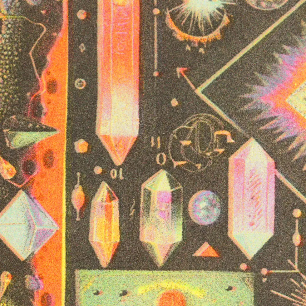 Sacred Crystals Risograph Print 8.125 x 8.125" - Moon Room Shop and Wellness