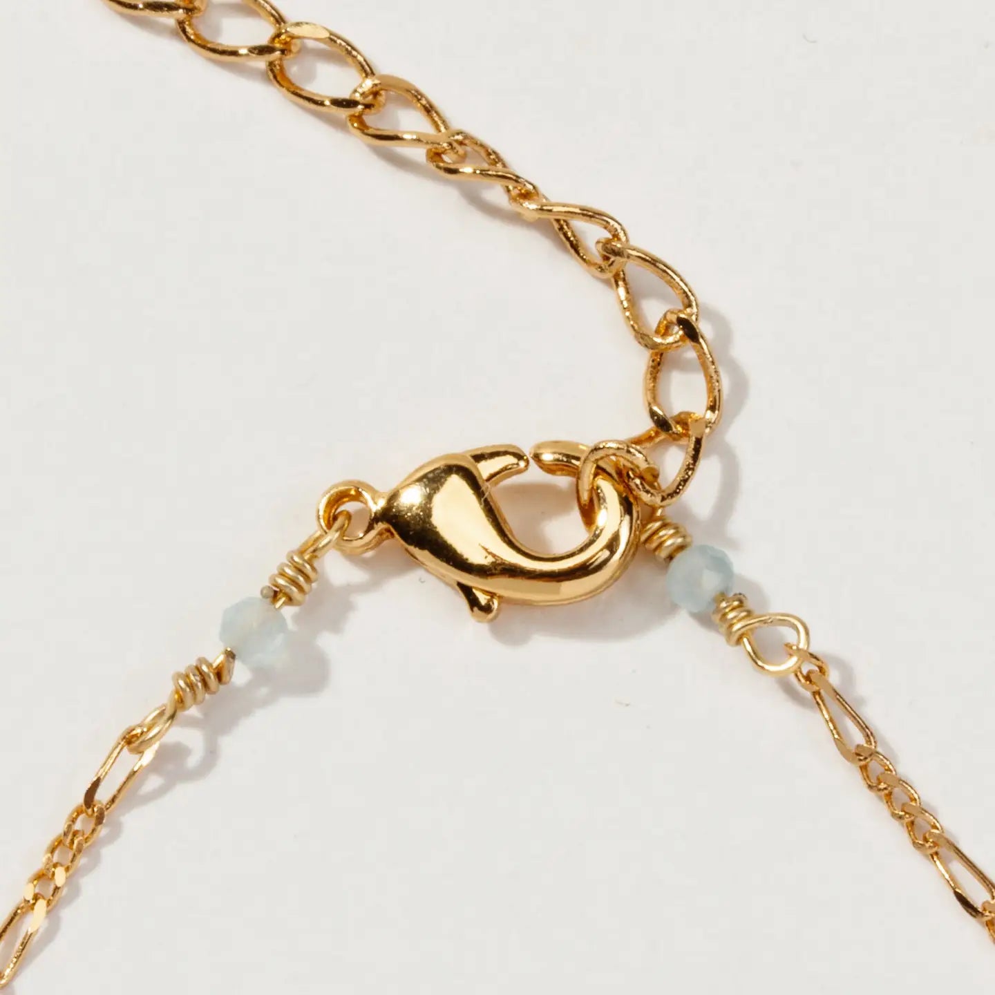 Aquamarine Triangle Dainty Necklace in Gold Plated Brass