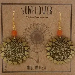 Sunflower Brass Earrings - Moon Room Shop and Wellness