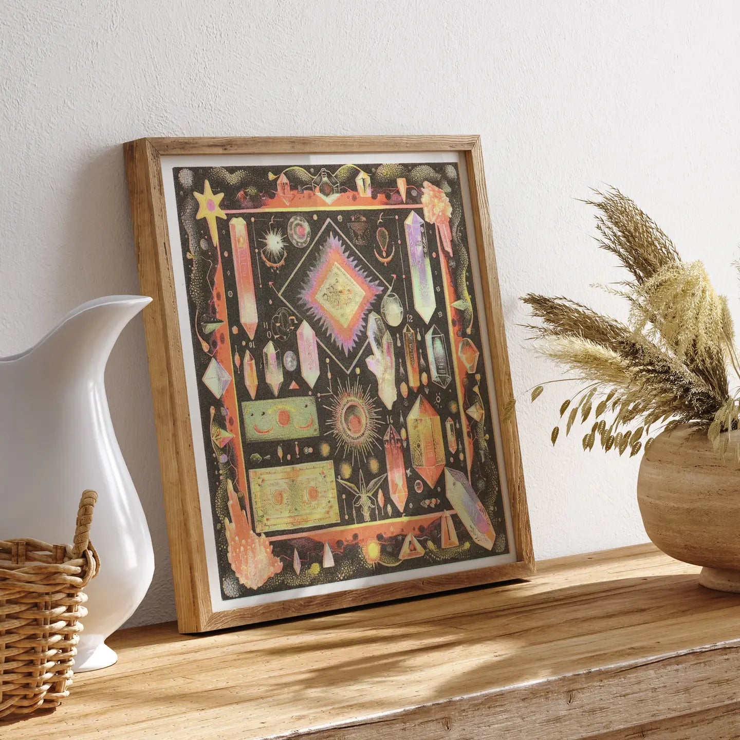 Sacred Crystals Risograph Print 8.125 x 8.125" - Moon Room Shop and Wellness