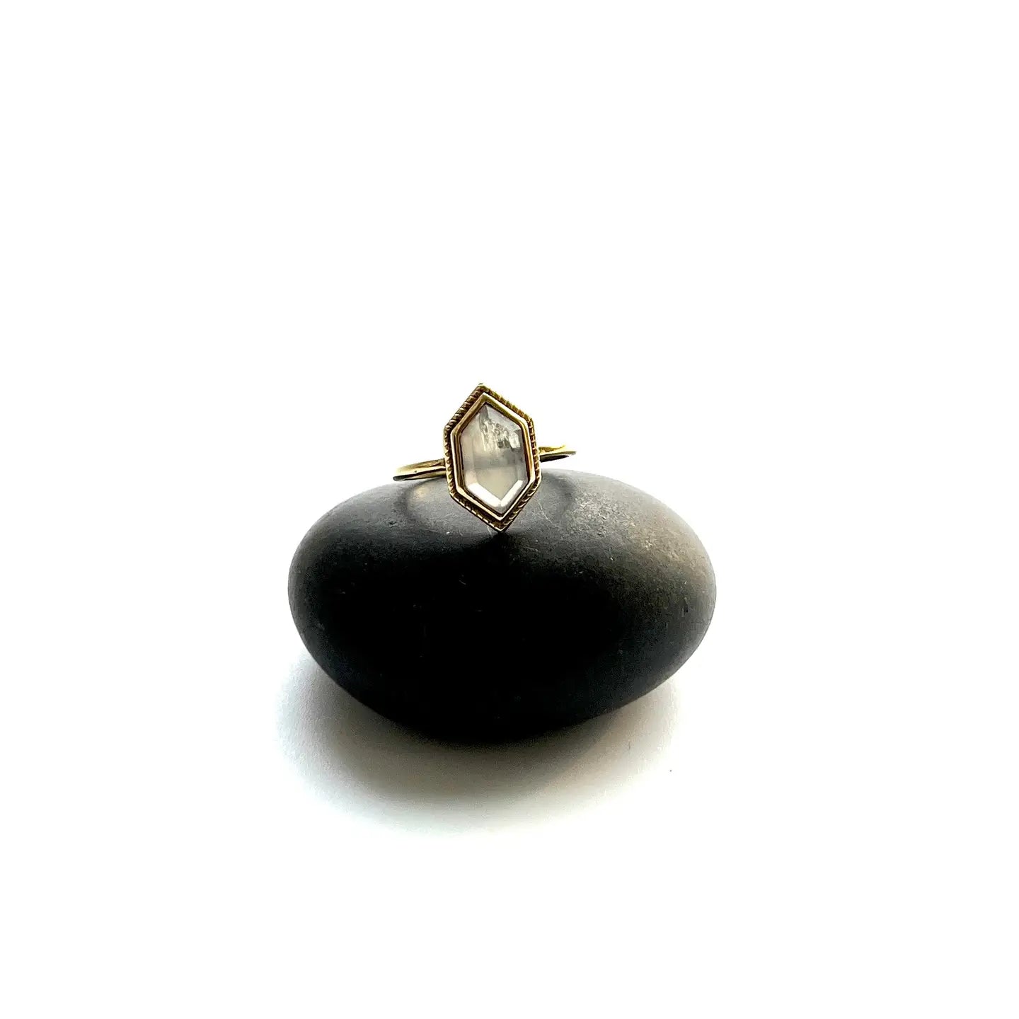 Moonstone Solitaire Ring in Brass Sizes 6,7,8,9 - Moon Room Shop and Wellness
