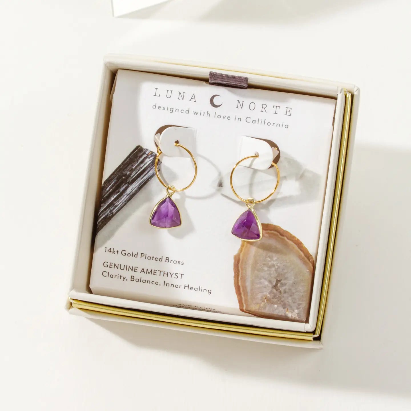 Amethyst-Triangle Mini Hoop Earrings - Moon Room Shop and Wellness