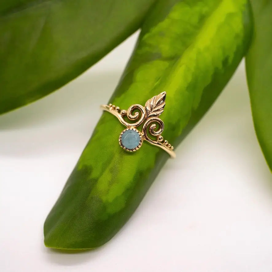 Amazonite Swirl Ring in Brass Sizes 5,6, 7