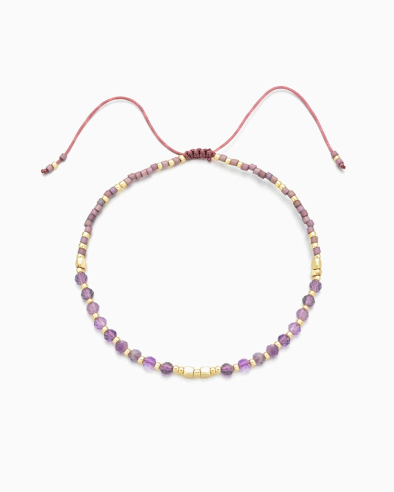 Amethyst Healing Gemstone Stacking Bracelet - Moon Room Shop and Wellness