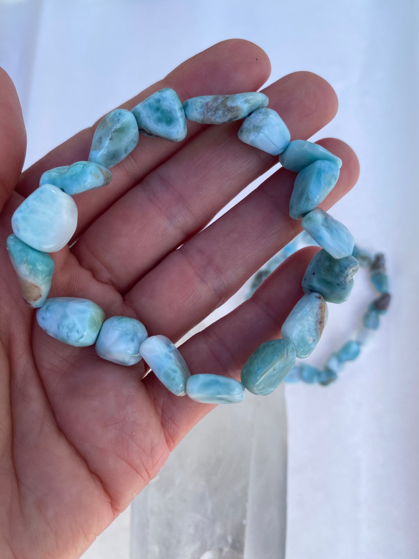 Larimar Nugget Stretch Bracelet 8mm - Moon Room Shop and Wellness