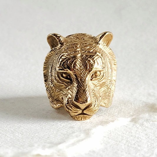 Tiger Lion Animal Ring 18 kt Gold Plated Size 8 - Moon Room Shop and Wellness