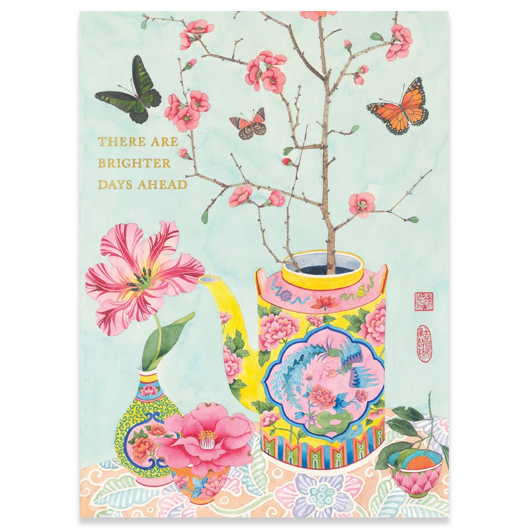 Japonicas in Peranakan Teapot - Moon Room Shop and Wellness
