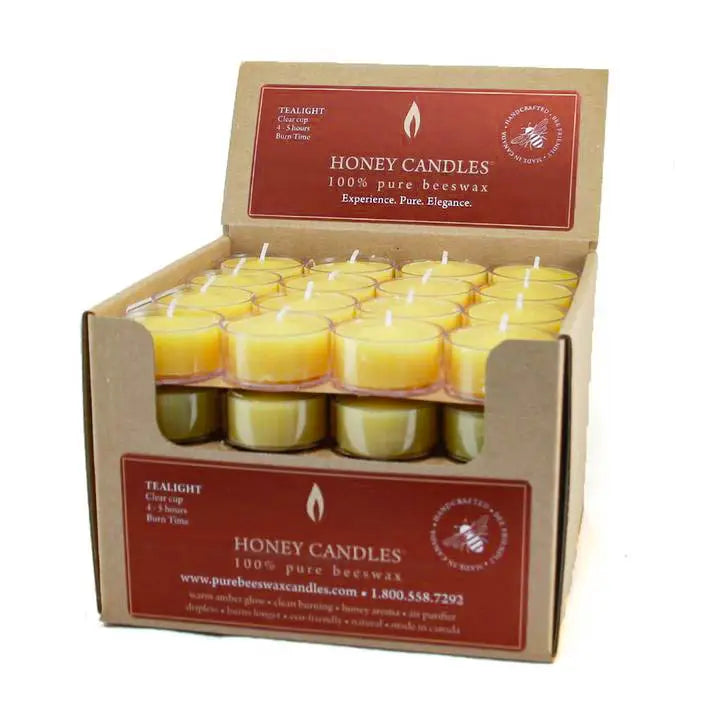 Natural Beeswax Tealight Candles- Clear Cup - Moon Room Shop and Wellness