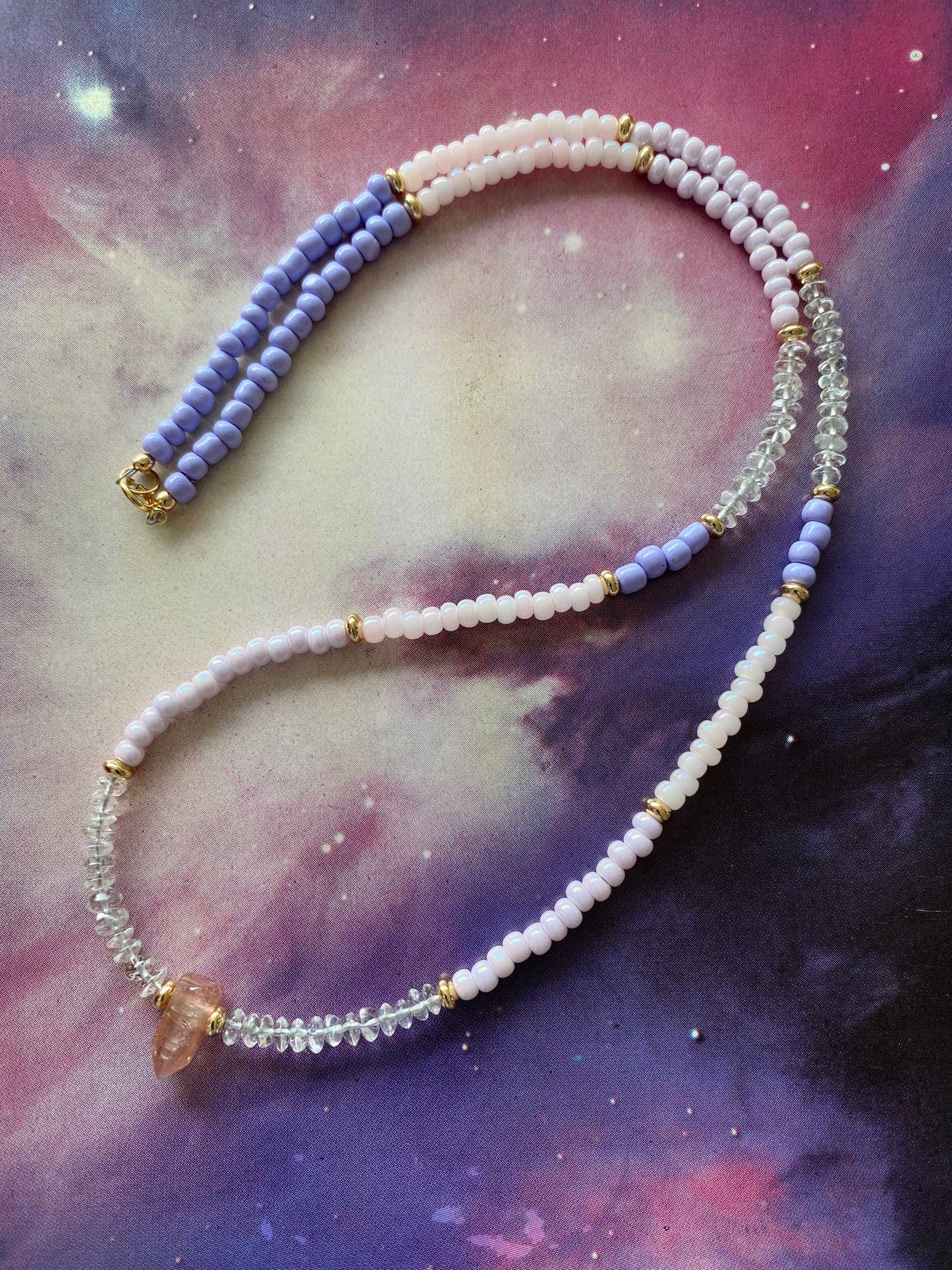 Pink Tourmaline, Quartz O.O.A.K. Necklace - Moon Room Shop and Wellness