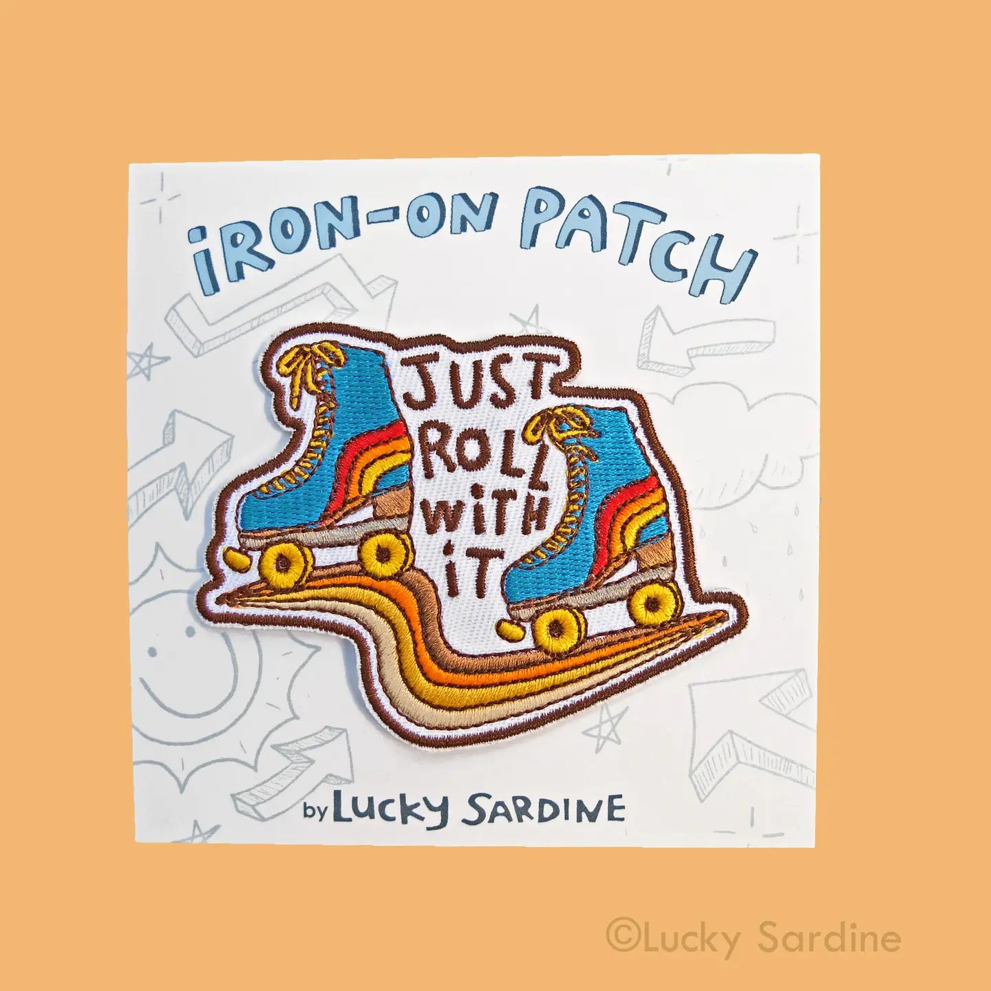 Roller Skate, Retro Roll with It, Embroidered Iron-On Patch