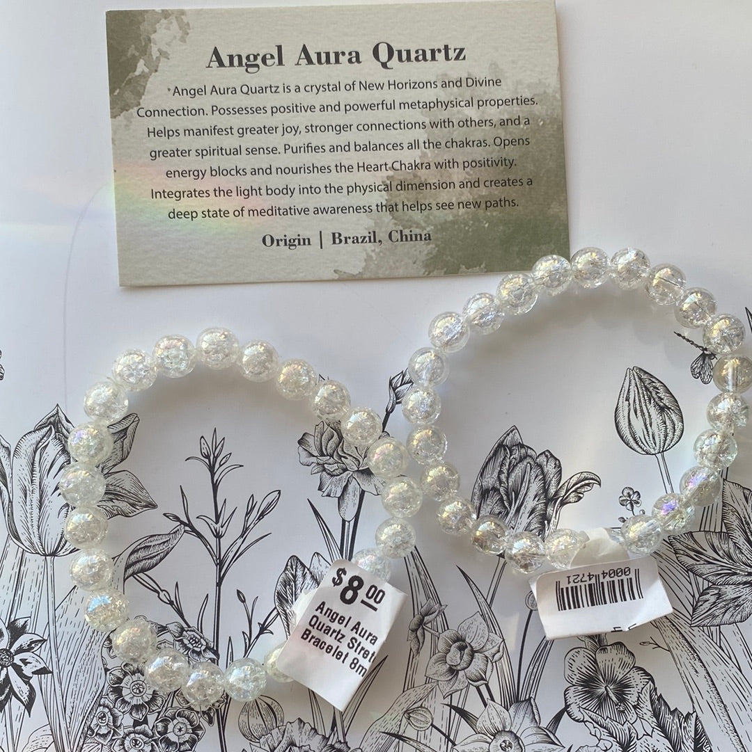 Angel Aura Quartz 8mm Stretch Bracelet - Moon Room Shop and Wellness