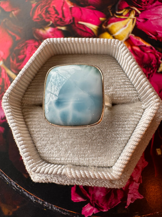 Larimar Sterling Silver Adjustable 5-7 Ring - Moon Room Shop and Wellness