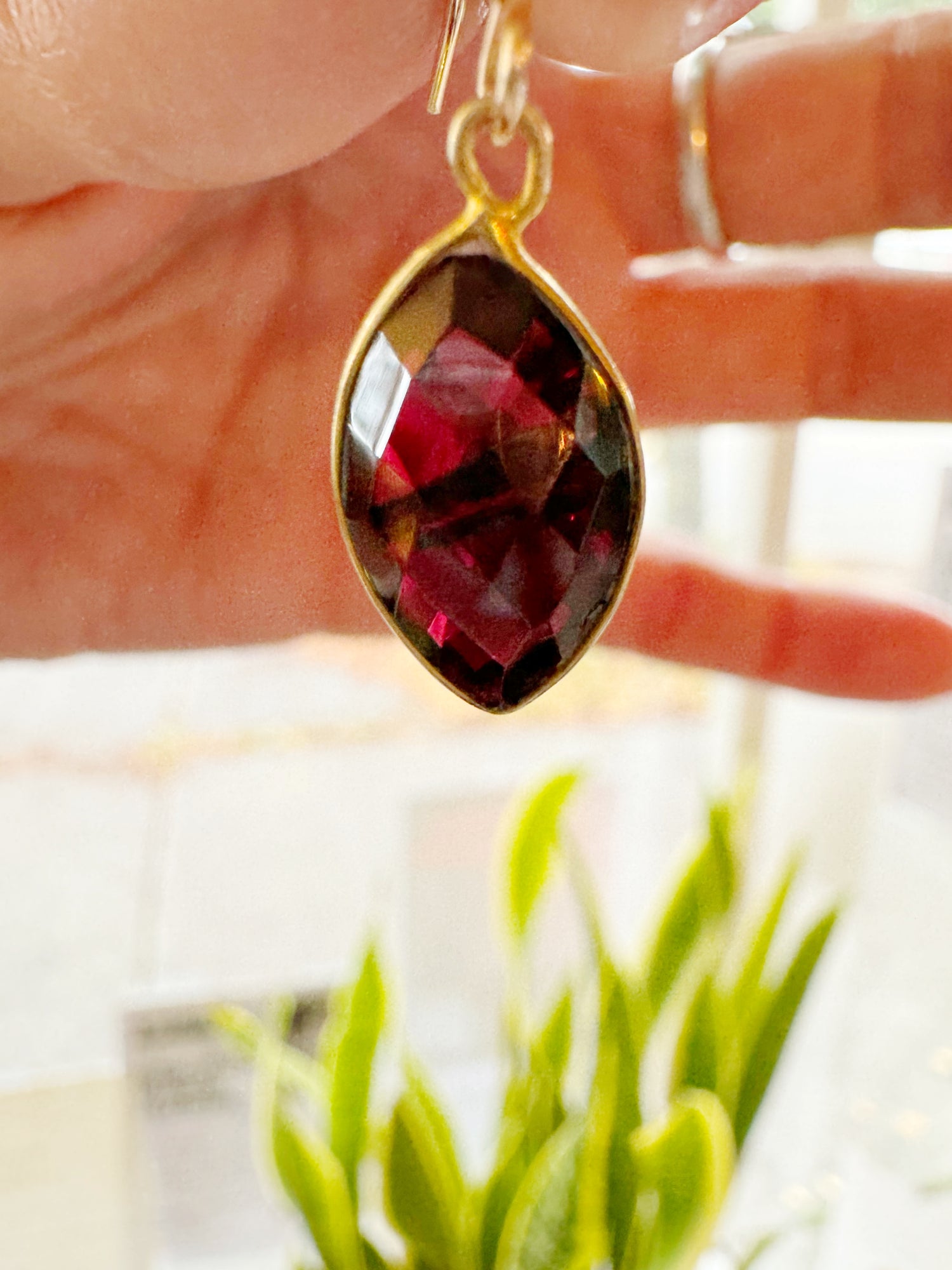 Garnet Faceted Gold Fill Earrings - Moon Room Shop and Wellness