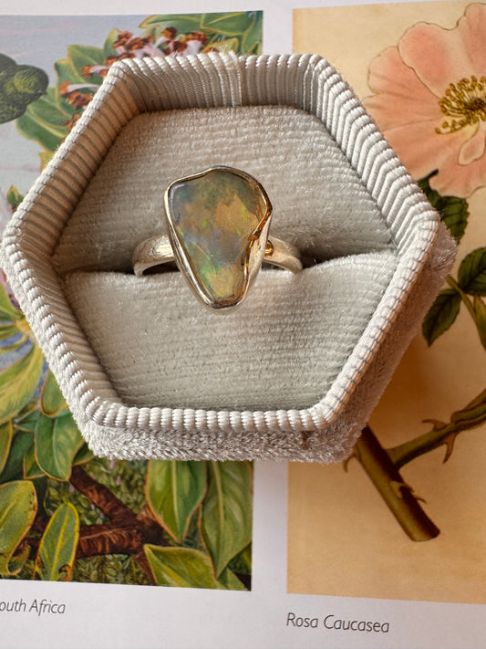 Ethiopian Opal Sterling Silver Ring Size 6 - Moon Room Shop and Wellness