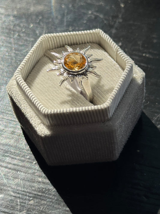 Citrine Sunshine Sterling Silver Ring Size 6