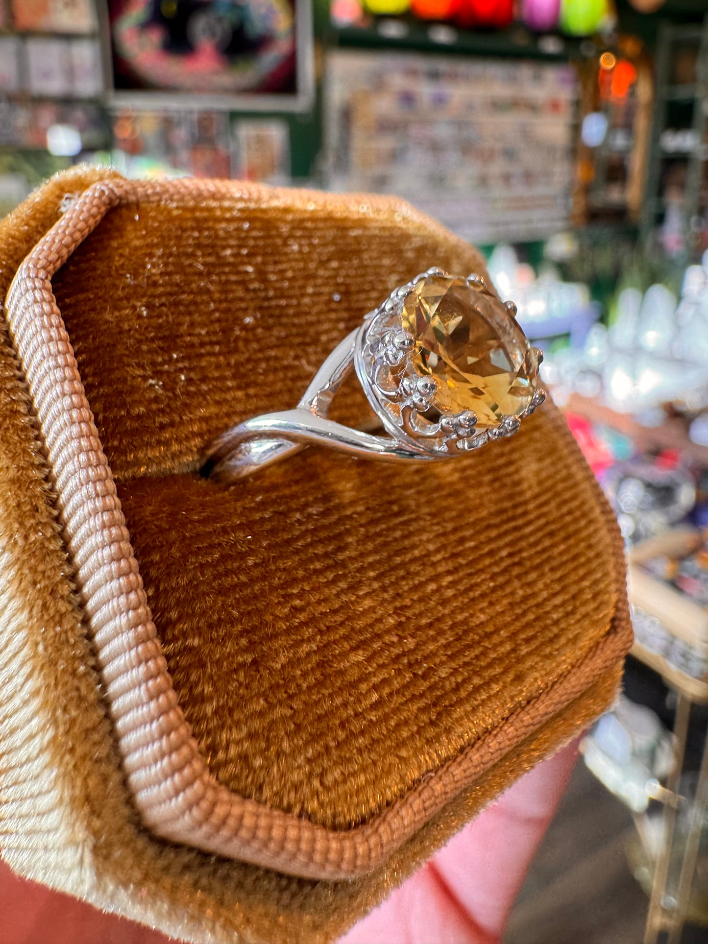 Citrine Faceted Sterling Silver Ring Size 8 - Moon Room Shop and Wellness