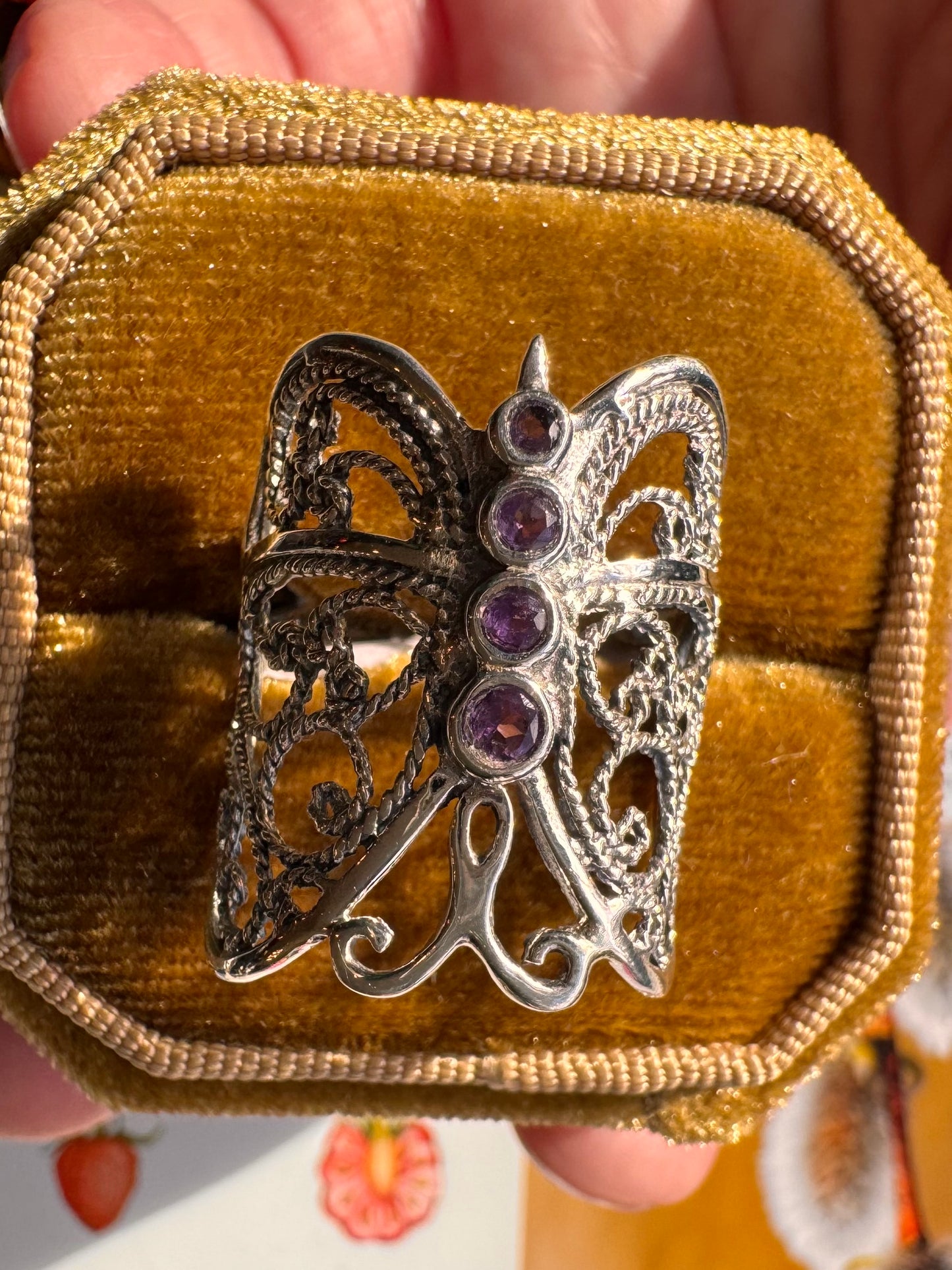 Amethyst Butterfly Sterling Silver Ring Size 6 - Moon Room Shop and Wellness