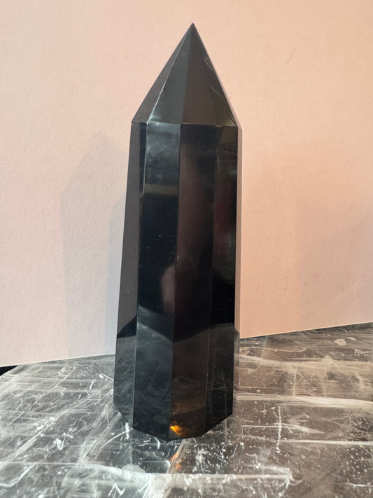 Black Obsidian Faceted Tower 220 g - Moon Room Shop and Wellness