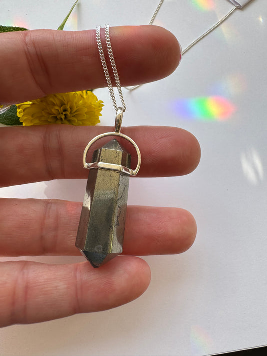 Pyrite  Sterling Silver Necklace - Moon Room Shop and Wellness