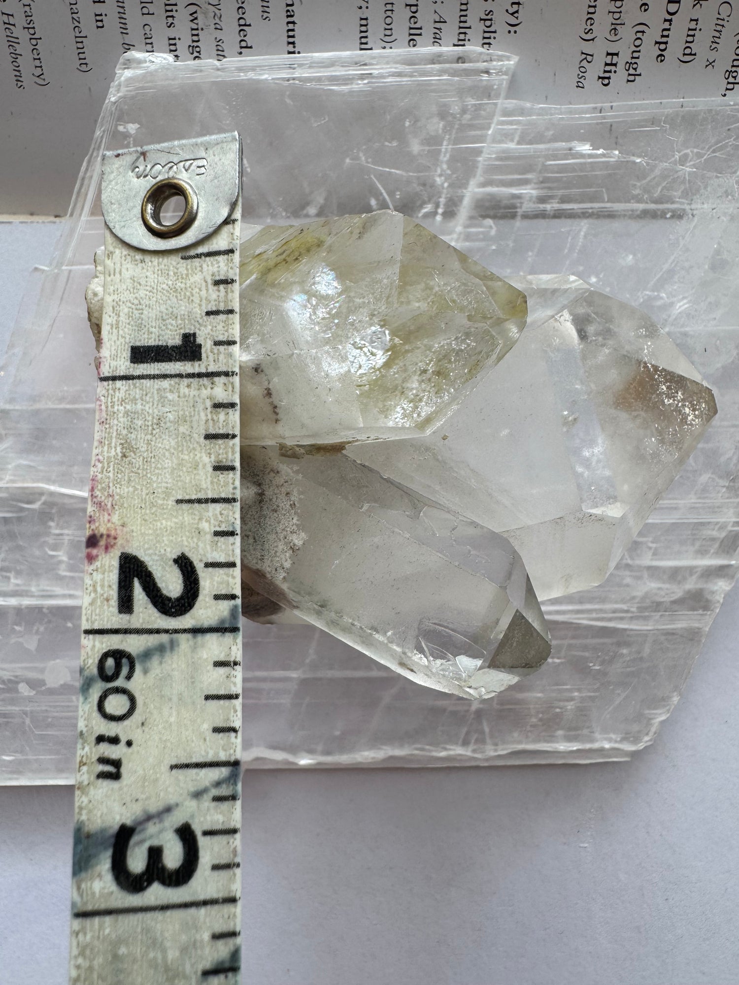Clear Quartz Double Point (w sulfur + rainbows! ) 284 g Brazil Beauty! - Moon Room Shop and Wellness