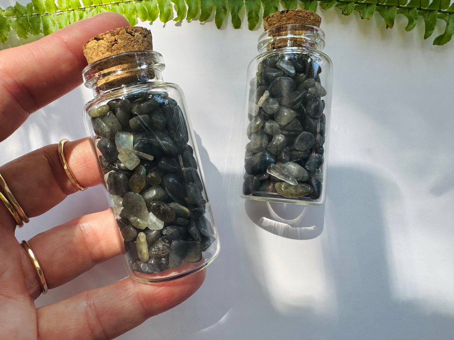 Labradorite Gem Chip 25 ml Glass Jar - Moon Room Shop and Wellness