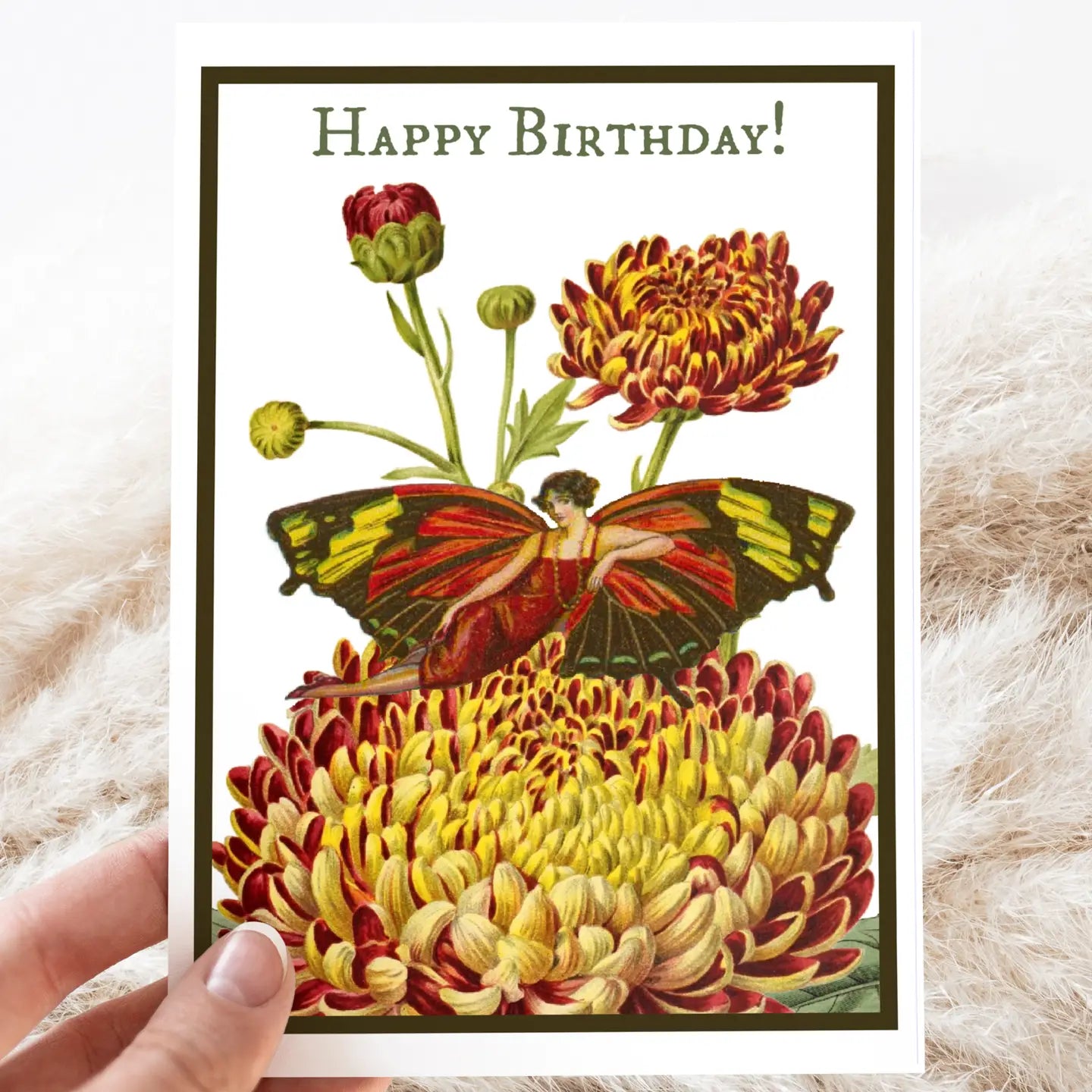 Happy Birthday! Vintage Butterfly Girl Card- Blank Inside - Moon Room Shop and Wellness