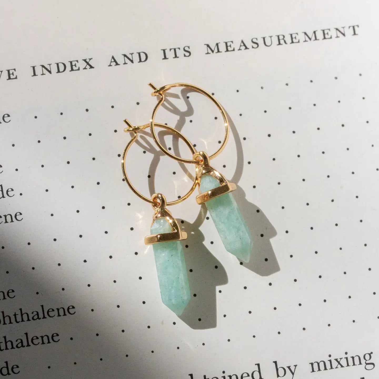 Amazonite Mini Hoop Earrings- Gold Plated Brass