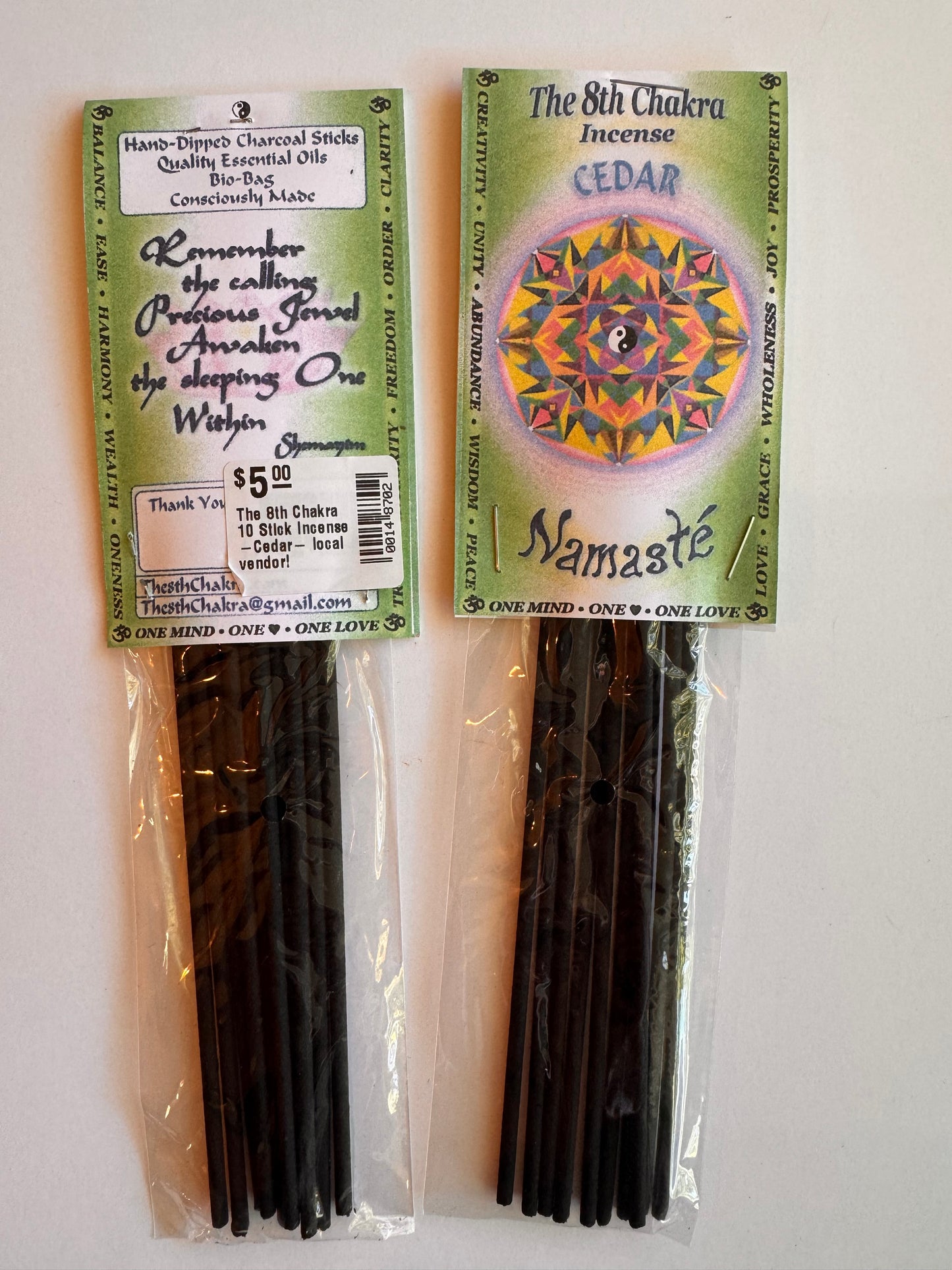 The 8th Chakra 10 Stick Incense -Cedar- local vendor! - Moon Room Shop and Wellness