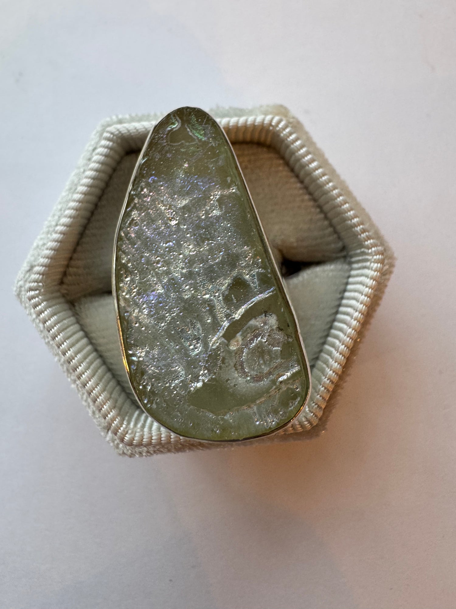 Roman Glass Sterling Silver Adjustable 7-9 Ring - Moon Room Shop and Wellness