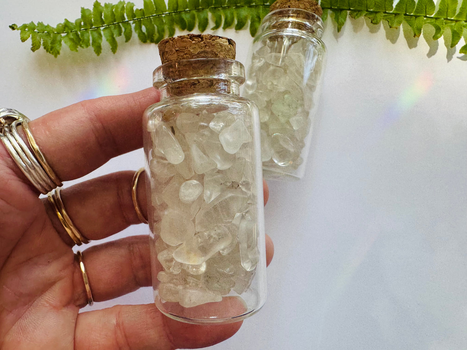 Clear Quartz Gem Chip 25 ml Glass Jar - Moon Room Shop and Wellness